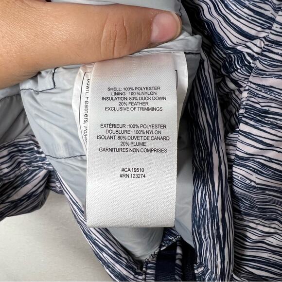 New Lole x Allied Feather and Down Purple & Blue Striped Jacket Womens size S - Picture 4 of 10